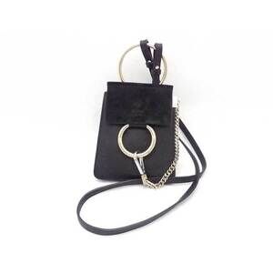 Chloe Faye crossbody shoulder bag leather suede black gold accents